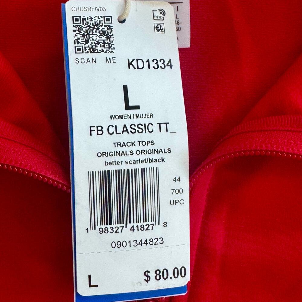 Adidas Firebird Track Jacket Red Black Women Large KD1344 Retro Better Scarlet - Picture 7 of 11